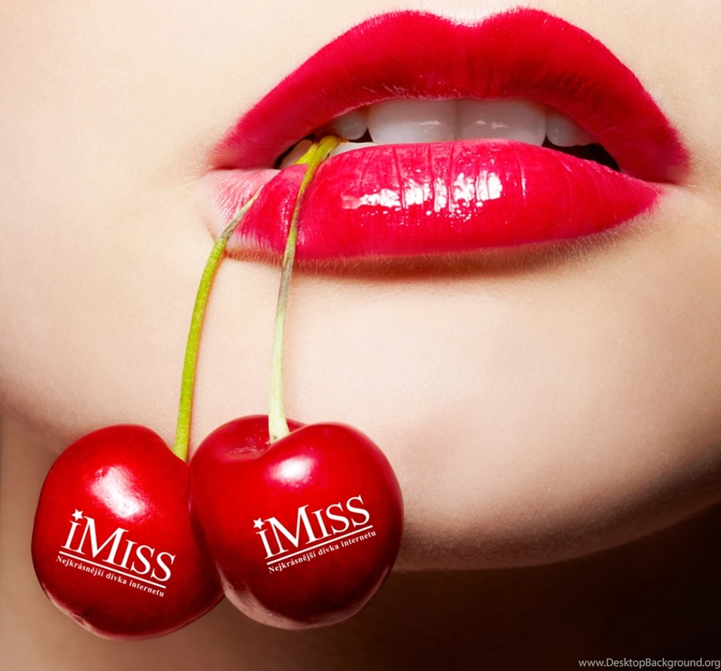 Red Lips Model Cherries Wallpapers