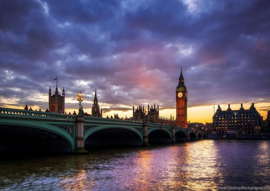 Bridges Big Ben Ckolck Purple Cloud Light Colors Sky Bridge High ...