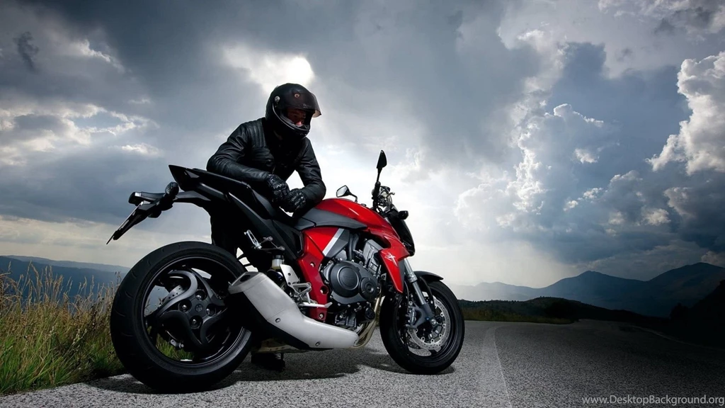 Biker black suit honda cb1000r cloudy sky wide hd wallpapers ...