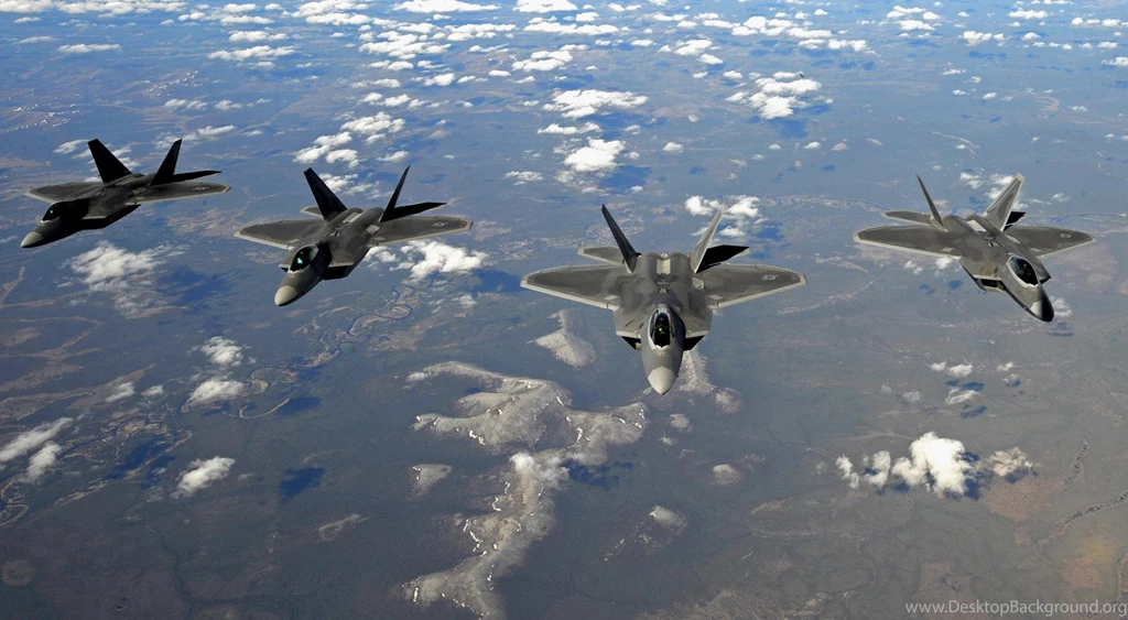 F 22 Raptor Flight Formation Wallpapers Desktop Images Desktop