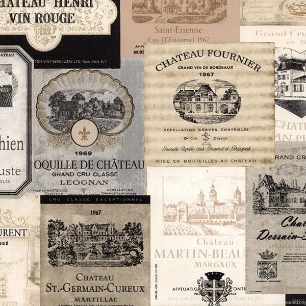 Wine Label Wallpaper, Beige Traditional Wallpapers By ...