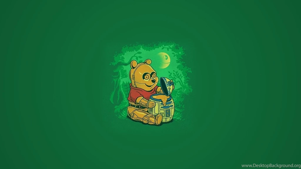 Winnie The Pooh Honey Bear C 3PO R2 D2 Green Sci fi Cartoons Funny ...