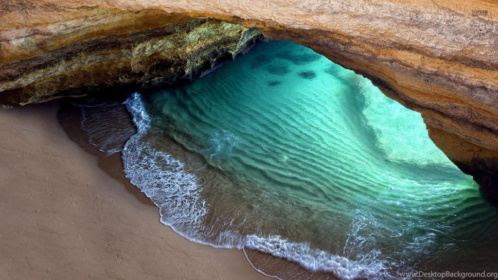 Sandy Beach In The Cave Wallpapers Beach Wallpapers