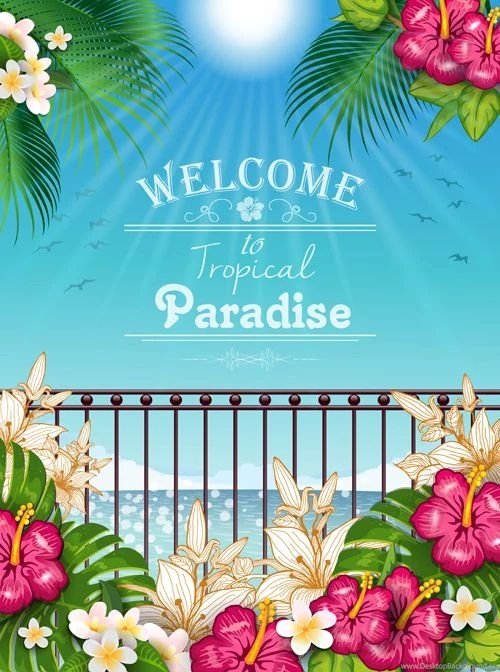 Beautiful Tropical Paradise Scenery Backgrounds Vector 01 Vector ...