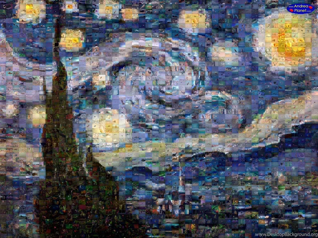 A Starry Night Van Gogh Art Free Photographic Mosaic Wallpapers