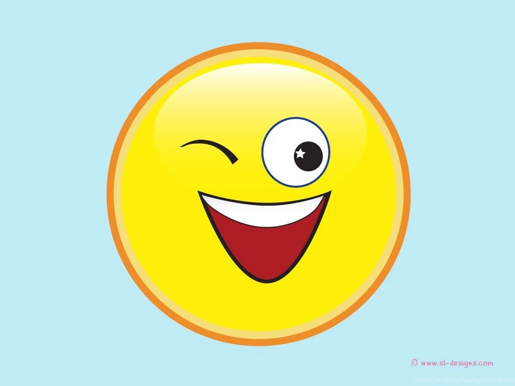 Winking Smiley On Blue Desktop Wallpapers