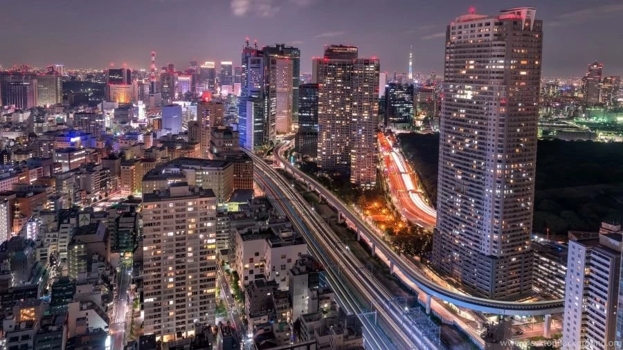 Shiodome Skyline at Night Minato Tokyo Japan 4K Wallpapers 900x506.jpg