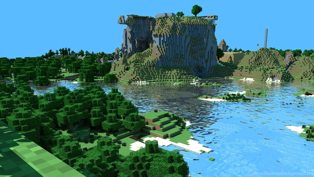 Wallpapers Minecraft Pokemon Water Mountains Forest Copyright ...