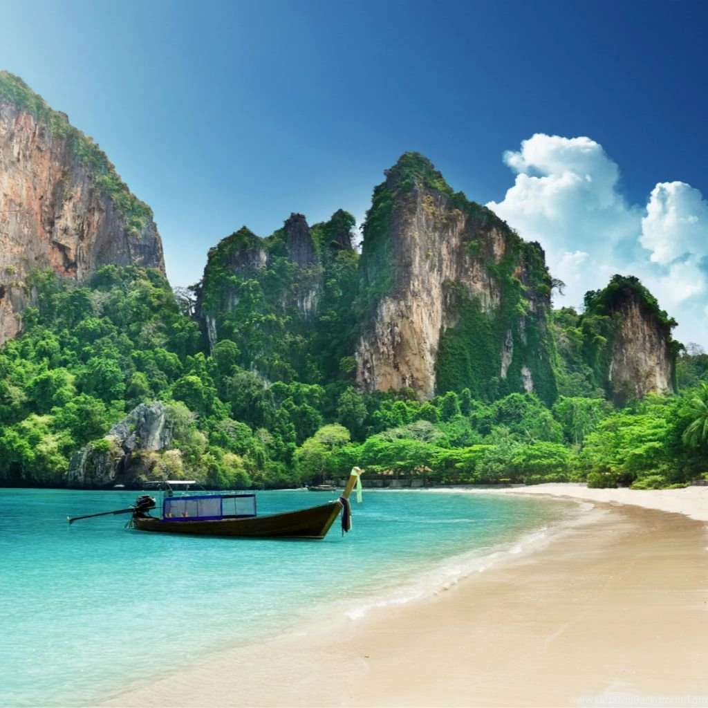Summer Moutain Seaside Beach Blue Sunny Sky iPad Wallpapers ...