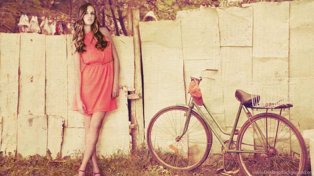 Wallpapers Model, Bicycle, Fence, Vintage, Girl At The Fence With A ...