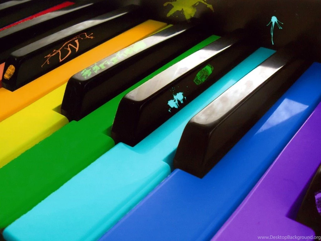 Rainbow Colored Piano Keys Desktop Backgrounds