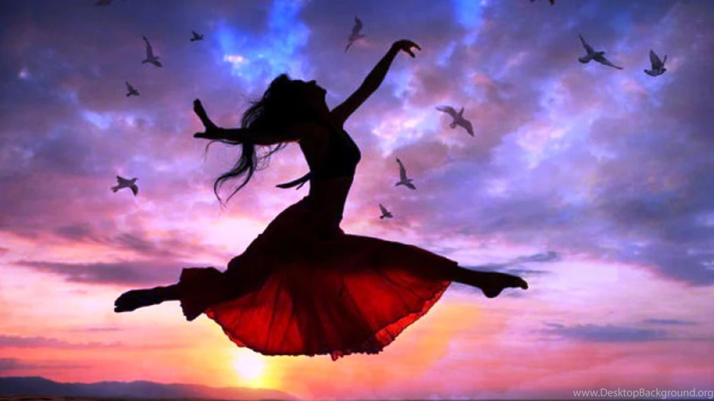 1920x1080 Woman Free Flying Sunset Birds Desktop PC And Mac Wallpapers