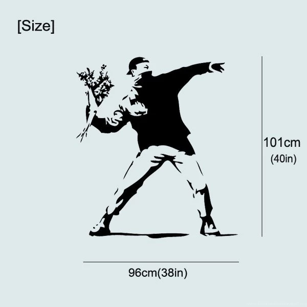 Banksy Inspired Flower Thrower LARGE Vinyl Wall Decal, Wall ...