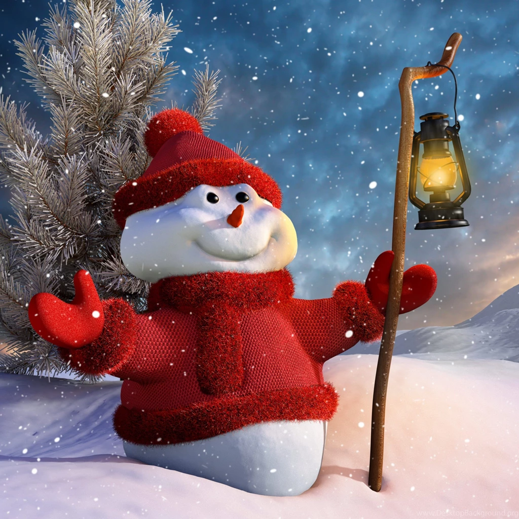 Download Wallpapers 2048x2048 Snowman, Staff, Lantern, 3d Graphics ...