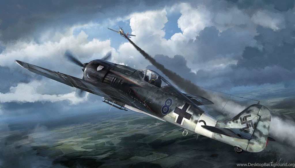 Found This Painting Of A Fw 190 Chasing A P 51 On R/wallpapers A ...