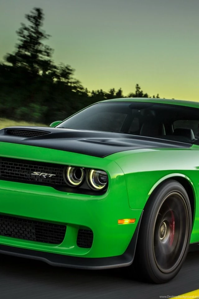 Download Wallpapers 640x960 2015, Dodge, Challenger, Green, Side ...
