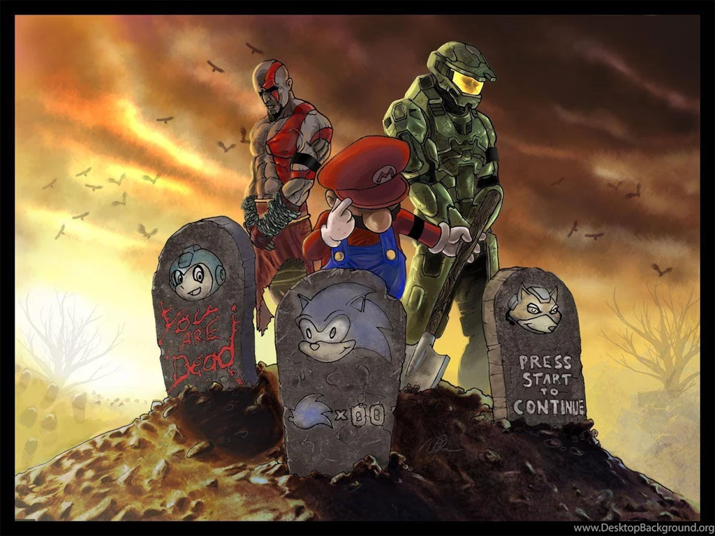 Mario Halo God Of War Artwork Wallpapers (