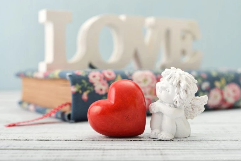 Love Angel And Red Heart Wallpapers HD Download Desktop