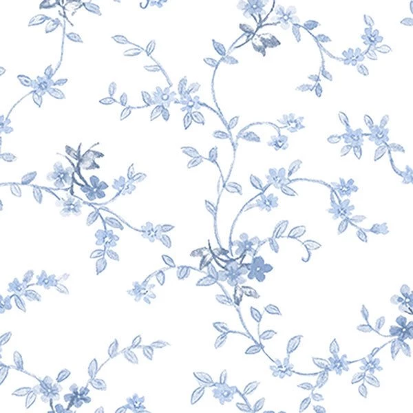 Floral Trail Wallpaper, Blue And White Traditional Wallpapers ...