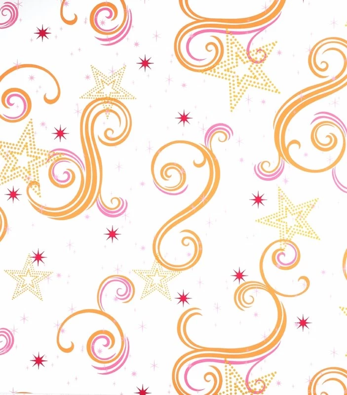 Star Glitter White Pink & Orange Wallpapers RosenberryRooms.com