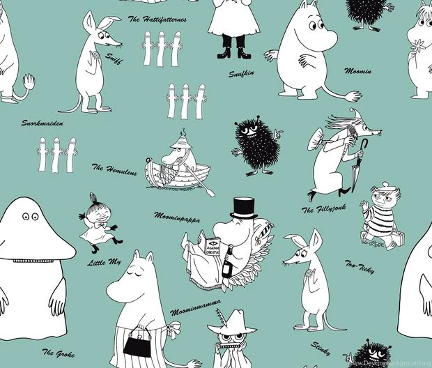 Moomin Characters Green Wall Mural Photo Wallpapers Photowall Desktop Background