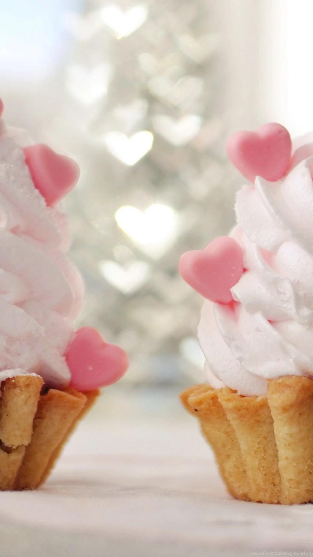Download Wallpapers 1080x1920 Small Baskets, Cream, Hearts, Dessert ...