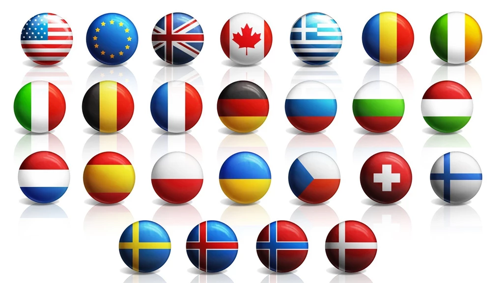 Germany Russia Sweden France Norway Hungary Canada Ireland Flags ...