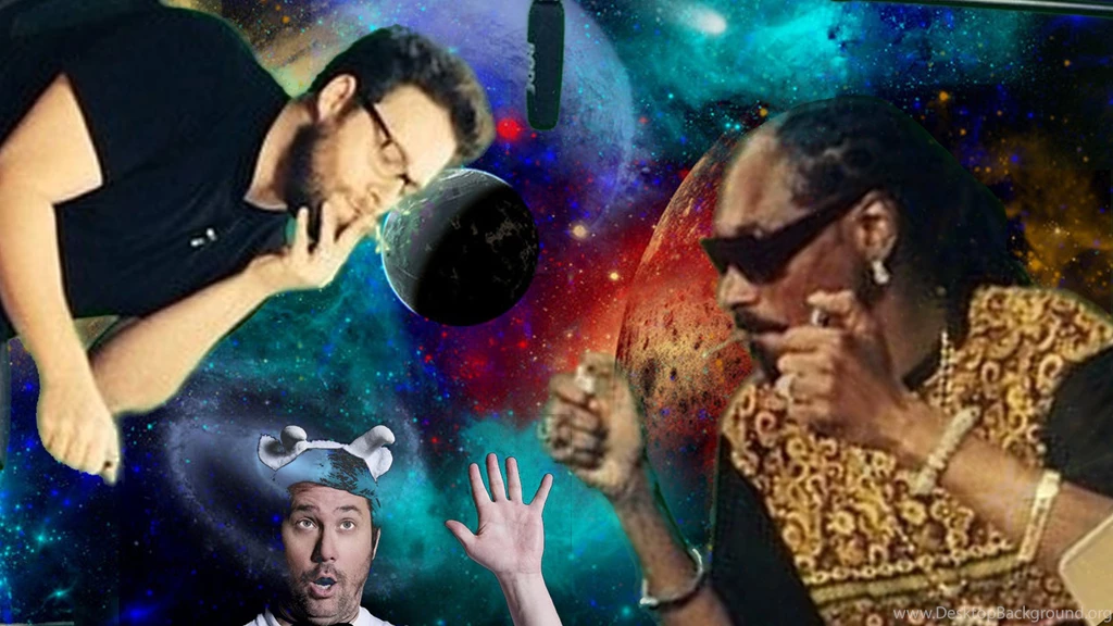 Snoop Dogg And Seth Rogen Doing Their Thing In Front Of A Large ...