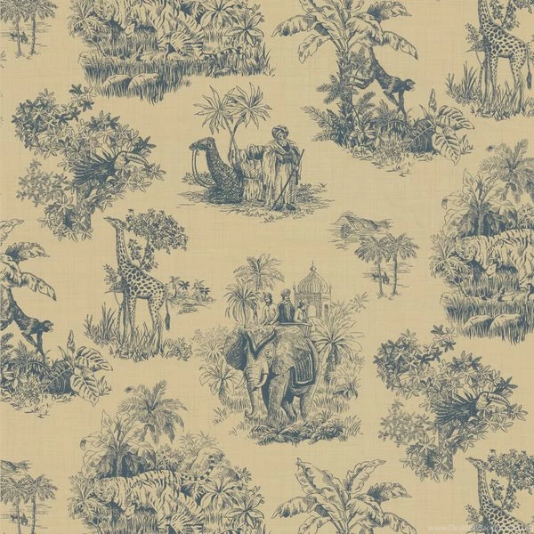Brewster Blue Safari Toile Wallpapers 15454847 Overstock.com ...