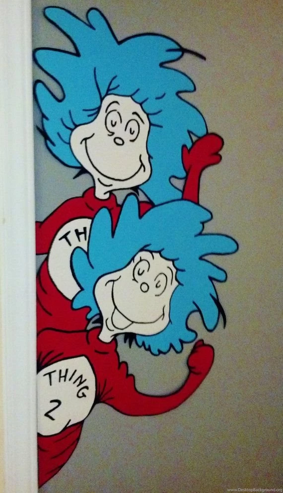 Handpainted LARGER Door Window Hugger Things 1 & 2 Dr Seuss Suess ...