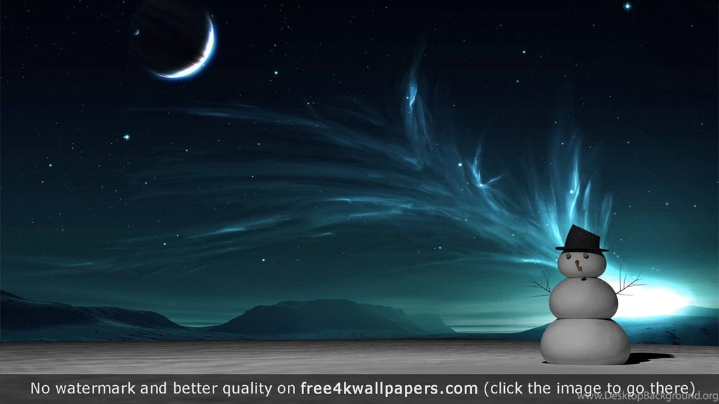 Snowman And The Northern Lights On Christmas HD Wallpapers