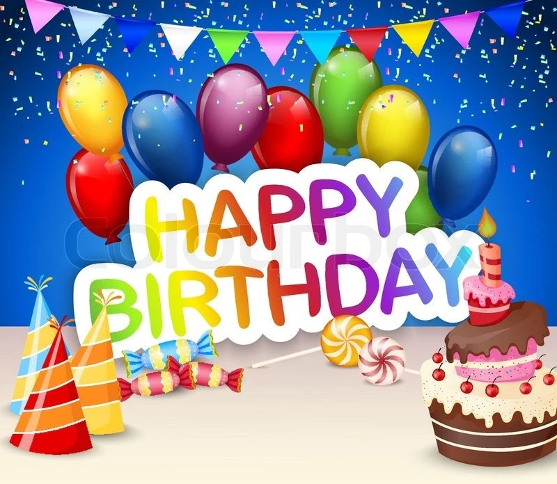 Vector Illustration Of Birthday Backgrounds With Cartoon Colorful ...