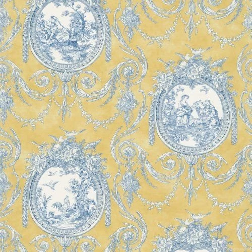 Waverly 5505960 Vignette Toile Wallpaper, Yellow, 20.5 Inch Wide ...