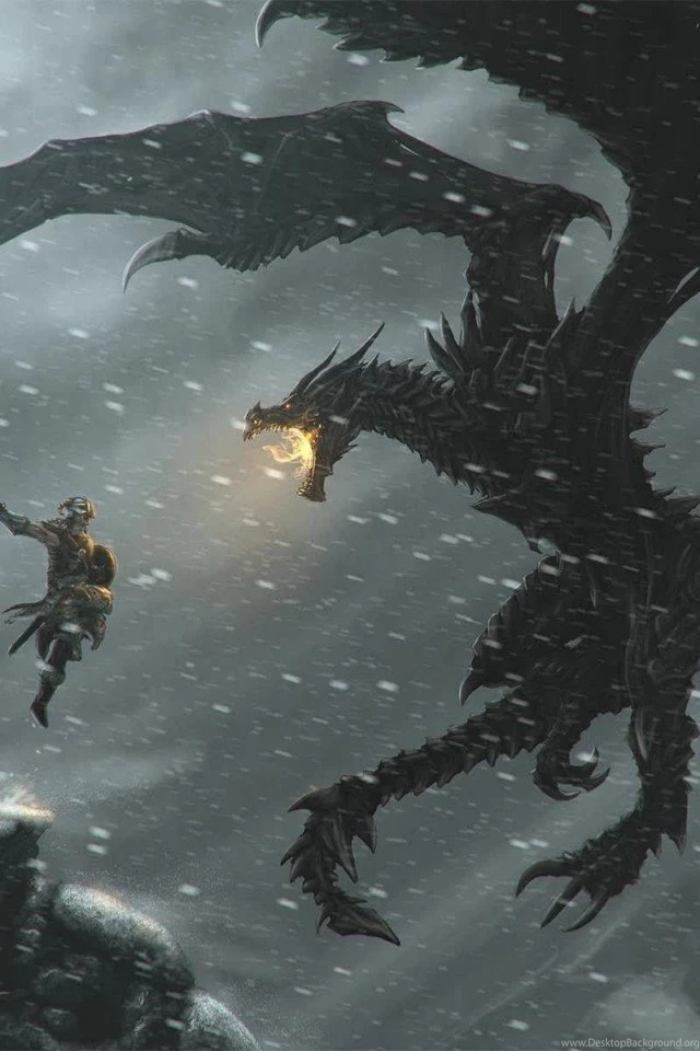 The Elder Scrolls Skyrim Dragon Iphone 4 4s Ipod Wallpapers Desktop Background