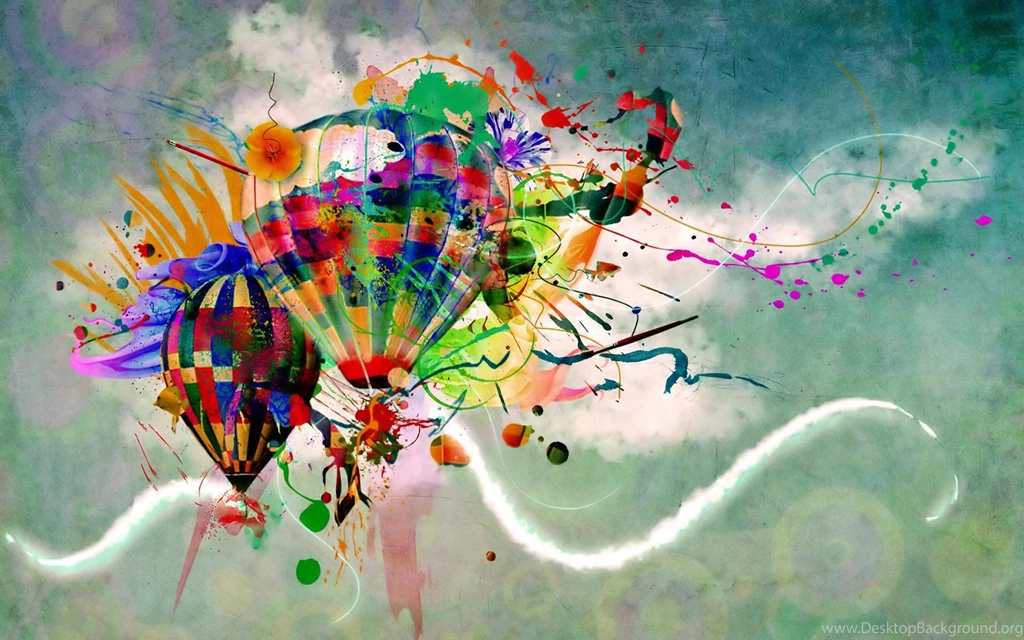 Color Splashed Hot Air Balloons, Digital art, 1920x1200 HD ...