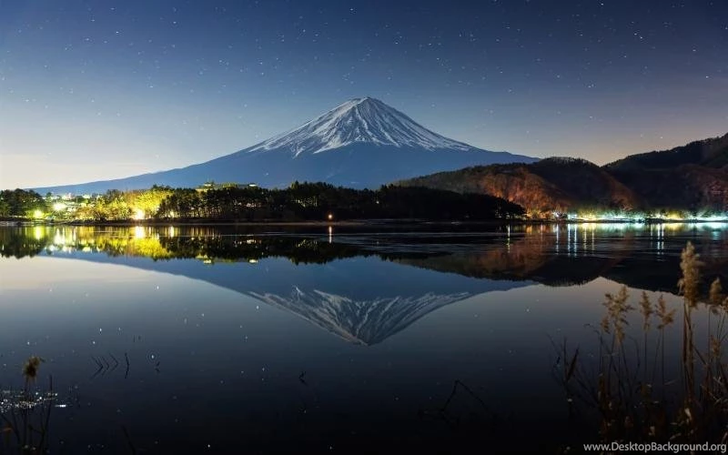 Japan, Mount Fuji, Night, Winter, Lake, Lights Wallpaper,Japan ...