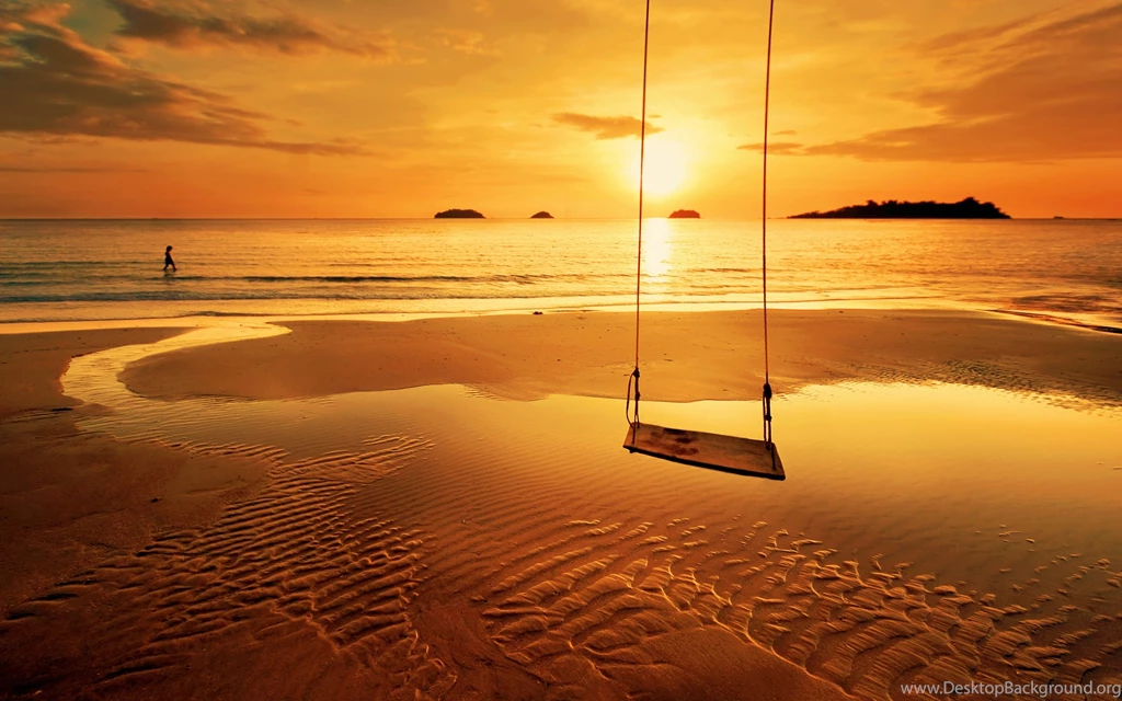 Beach Sunset Swing Wallpapers Pictures Photos Images