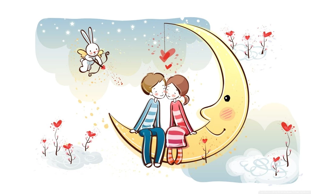 Sweet Couple On Moon HD Desktop Wallpapers : High Definition ...