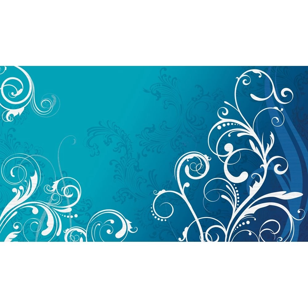 Blue & White Scroll XL Wallpapers Mural 10.5' X 6' Wall2wall