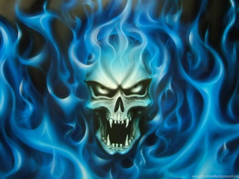 Wallpapers Flaming Blue Skull Flame Image 788x591 Desktop Background