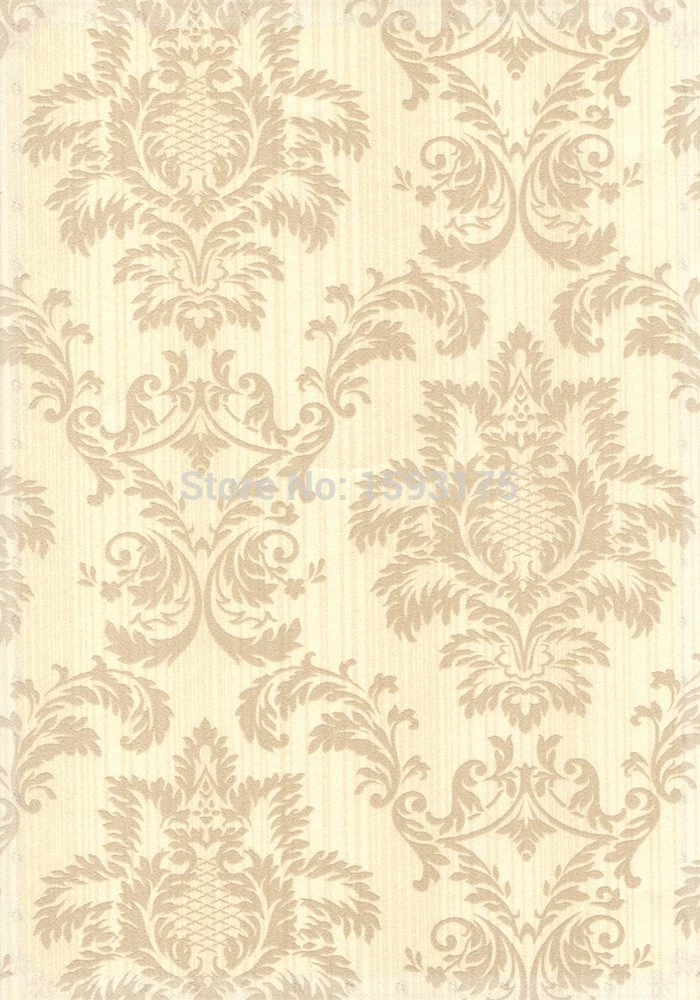 Best Price European Flock Non Woven Metallic Floral Damask ...