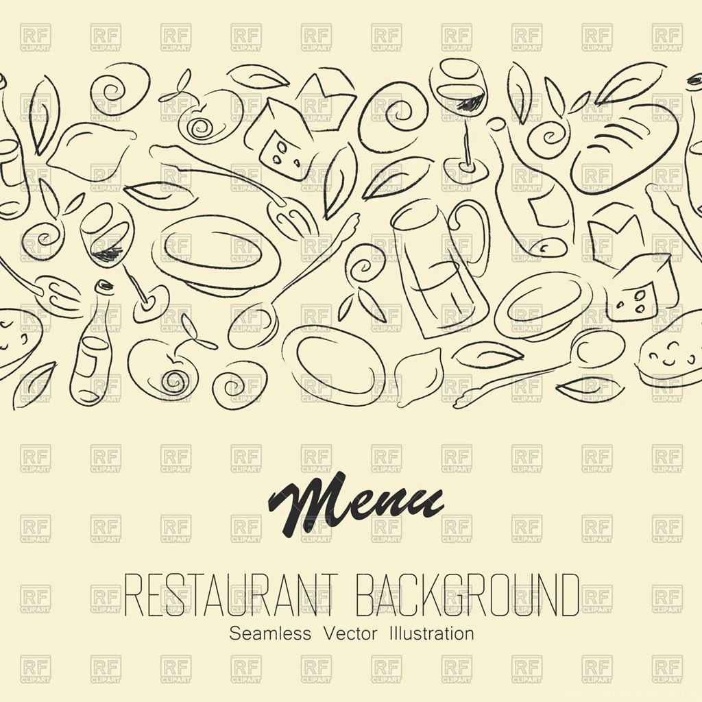 Seamless Restaurant Backgrounds Tableware, Beverages And Food ...