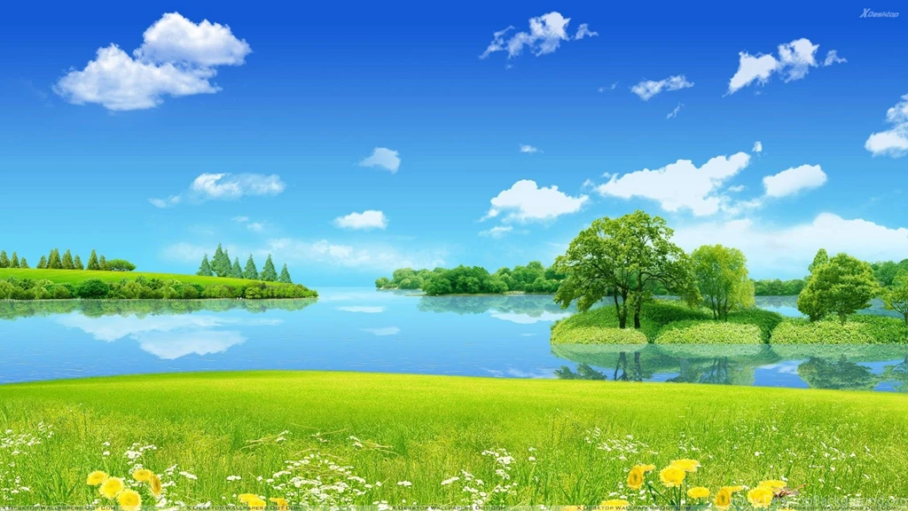 Heavenly Park With Lake In It Wallpapers