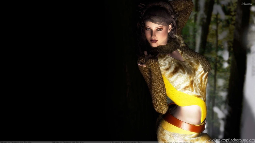 3D Girl Looking In Forest And Black Backgrounds Wallpapers