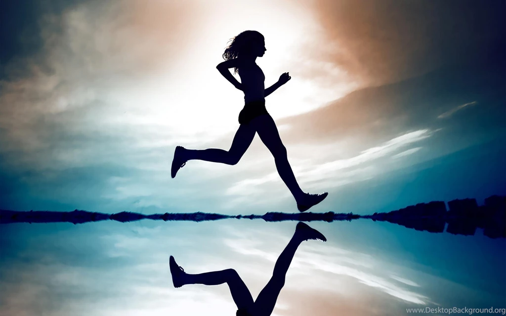 Wallpapers Sports Girls Girl Silhouette Jog Reflection Running ...