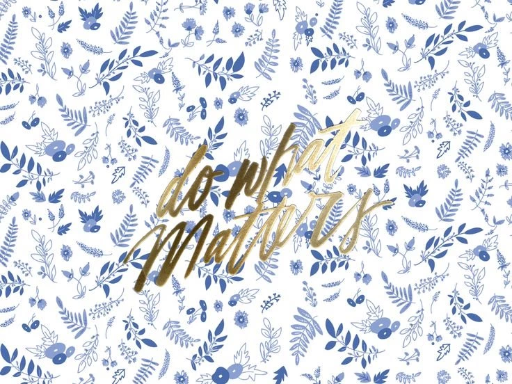 Blue White Gold Floral Botanical Do What Matters Desktop Wallpapers ...