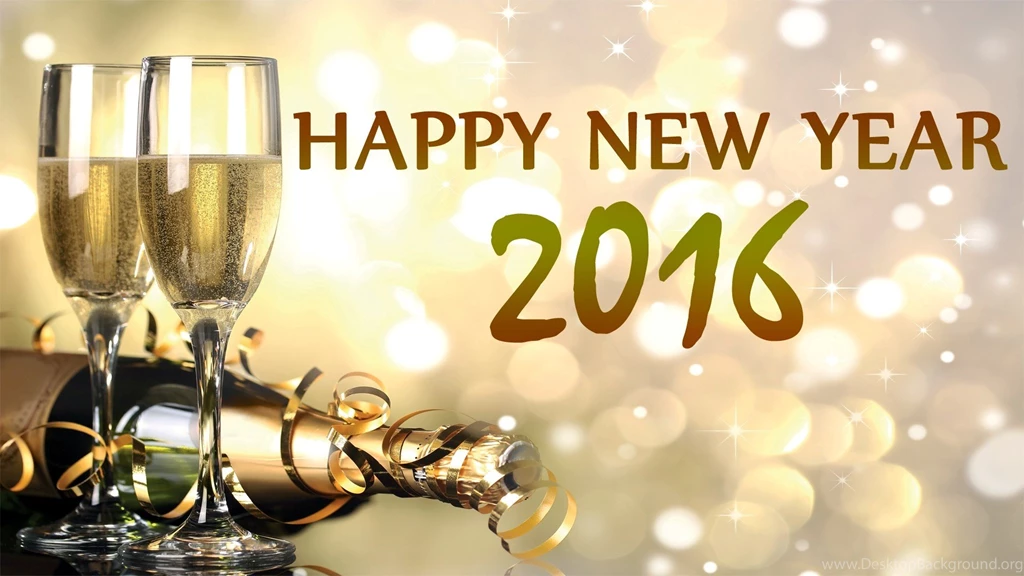 Happy New Year 2016 Champagne Bottle And Bear Glass Desktop ...