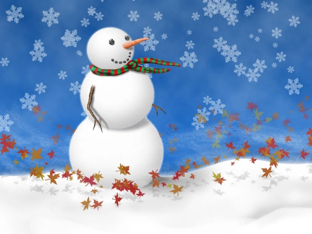 Snowman On Blue Backgrounds Wallpapers