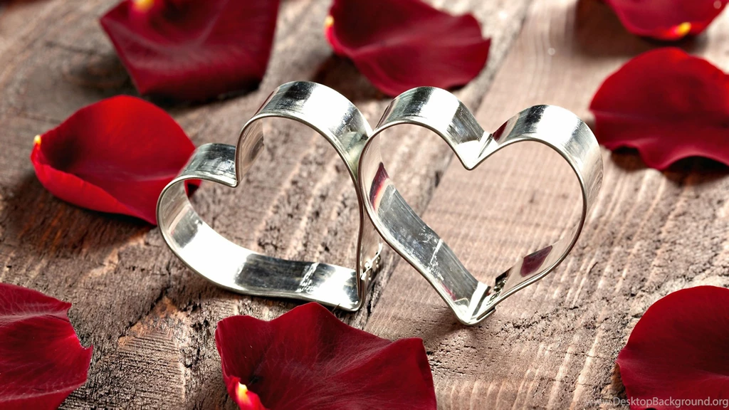 Two Heart Rings With Rose Petal HD Wallpapers