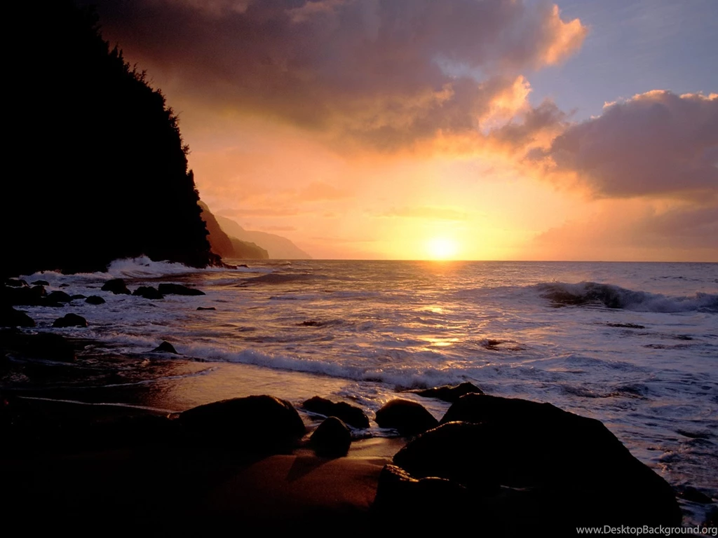 Download Sunset On The Na Pali Coast, Hawaii Wallpapers, Pictures ...